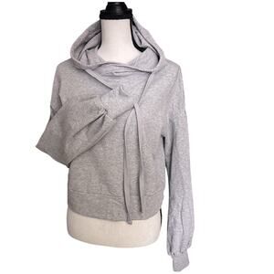 Alo Yoga Cropped Hoodie Sweatshirt Womens XS Gray Oversized Lounge